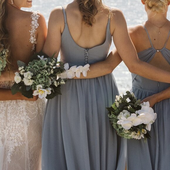 Azazie Long Blue Bridesmaid Dress – Size S – Elegant & Timeless - Picture 4 of 4